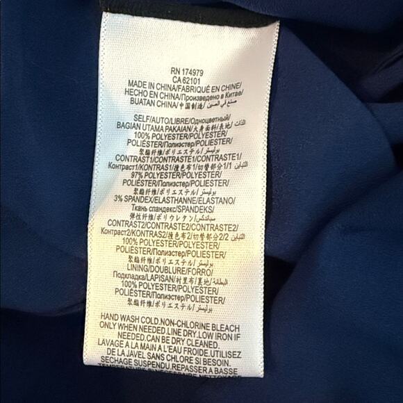 BCBGMaxAzria Navy & Black Tulle Overlay Crochet Bodice Strapless Dress & Cape - Picture 7 of 9